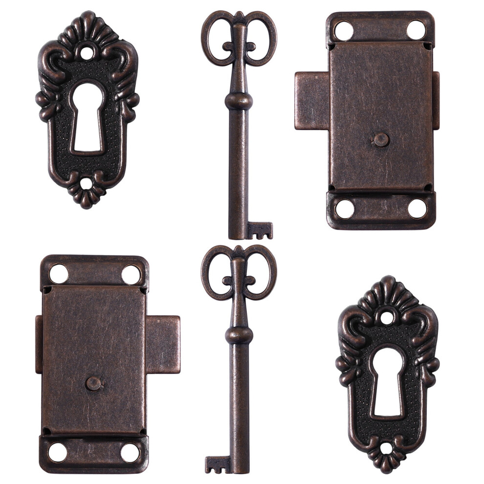 Yardwe 2Pcs Retro Cabinet Locks Antique Jewelry Box Latches Decorative Locks 9418476331237