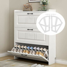 Pair of Shoe Cabinet Shelves Home Hollow Double Shelf Shoe Rack Cabinet Drawer Shoe Rack, Shelf, Cabinet Hinge White
