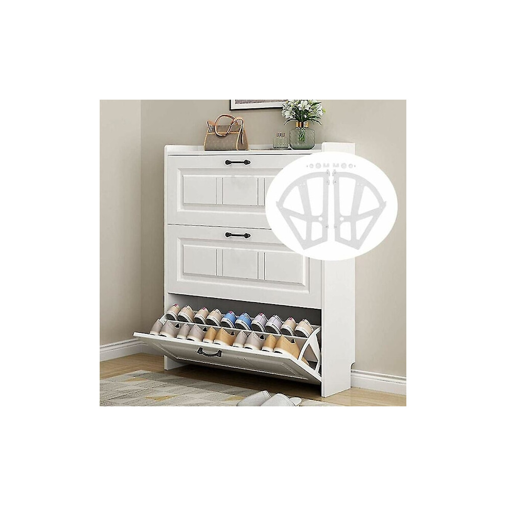 Pair Of Shoe Cabinet Shelves Home Hollow Double Shelf Shoe Rack Cabinet Drawer Shoe Rack, Shelf, Cabinet Hinge White 9418476331183
