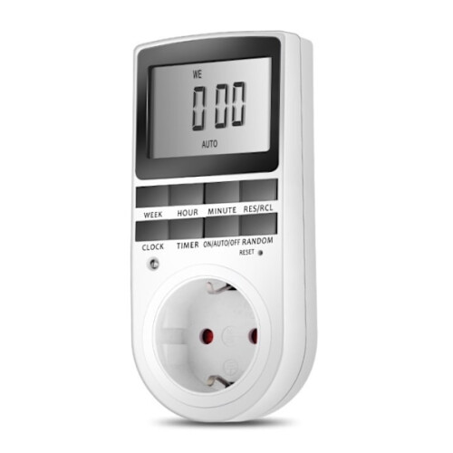 Electrical and digital outlet programmer, digital outlet timer with 10 daily weekly programs,