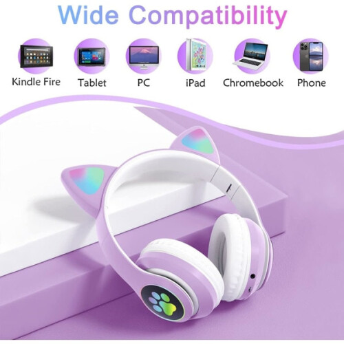 New foldable Bluetooth headphones for kids with LED light 2