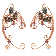 said 1 Pair Elf Ear Cuffs Vintage Handcraft Ear Wrap Clip-on Earrings for Cosplay Elves Halloween Fancy Party