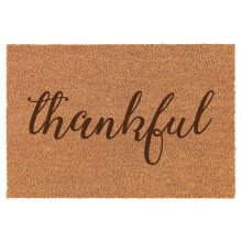 Thankful Doormat Brown Natural Coir Rectangular Front Entry Non Slip Door Mat (16 in. x 24 in.)