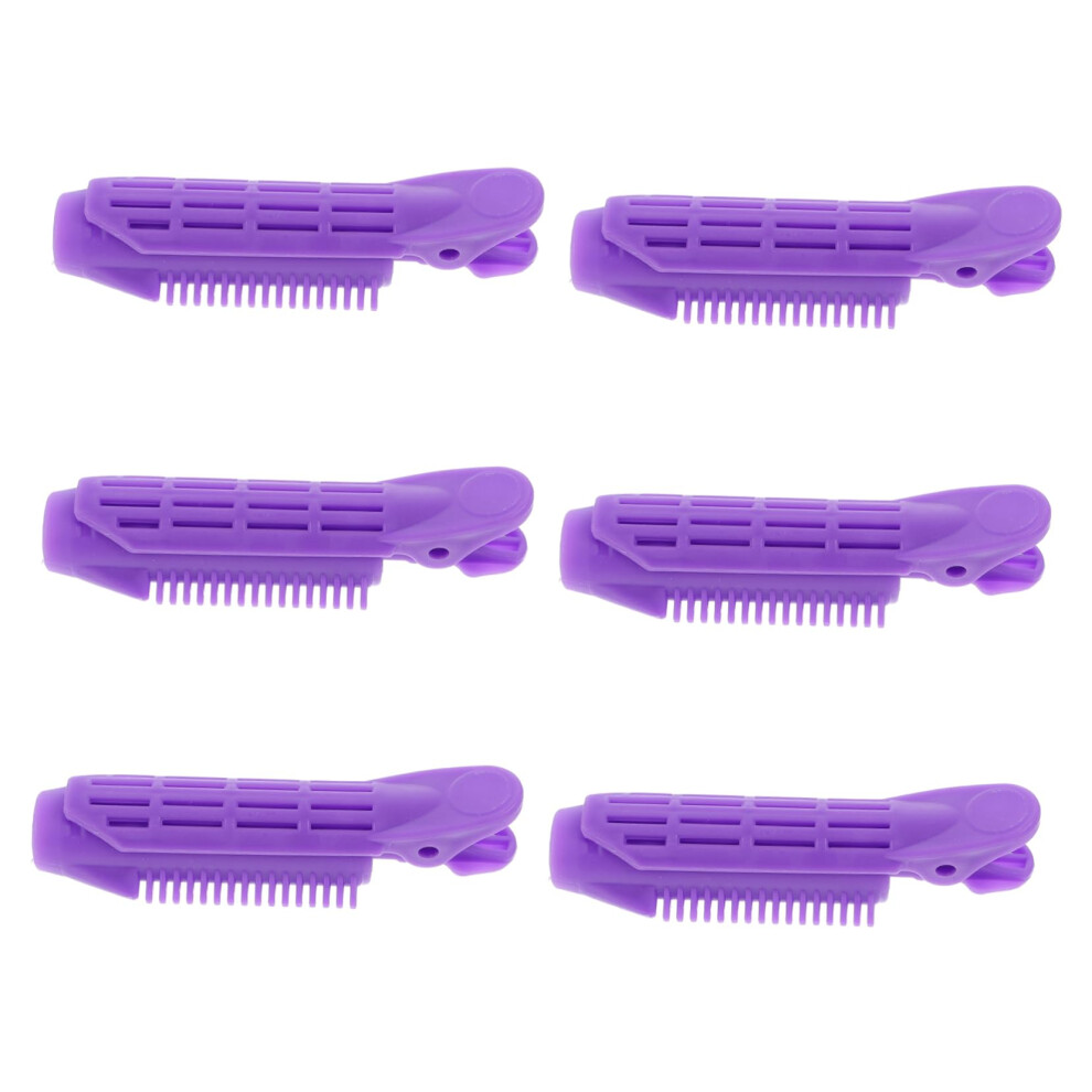 Purple 6Pcs Root Lift Hair Curlers Volumizing Hair Styling Clips Heat Styling For Home Use
