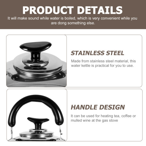 1pc Household Stainless Teakettle Whistle Tea Kettle Boiling Teapot (Silver) 2