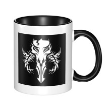 Transparent Mythosaur Skull Mandalorian Logo Ceramic Coffee Mug, 11 oz, compatible with fans of The Mandalorian, classic handle tea cup for home,
