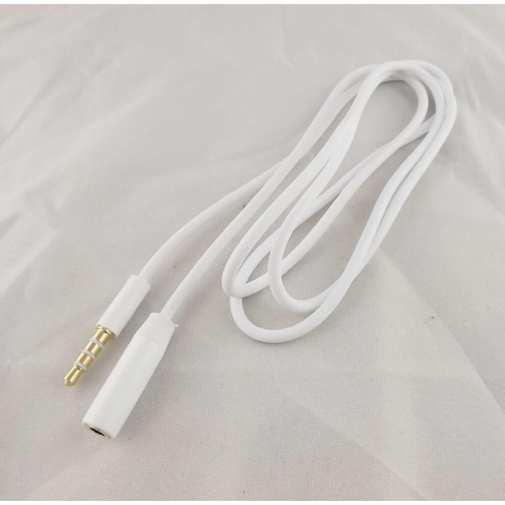 For 2Pcs 3.5Mm Male To Female Stereo Audio Aux Extension Cord Cable 1M White 9165521386253