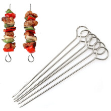 10 Inch Metal Barbecue Skewers, Stainless Steel BBQ Skewers, Shish Kebab Kabob Skewers 10 Pcs