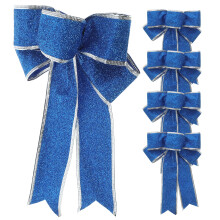 5pcs Christmas Ribbon Bows Large Tree Bowknot Hanging Decoration (Blue)