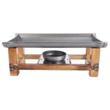 Eease Sizzling Steak Plate with Wood Base Cast Griddle Skillet - 30cm