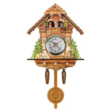 Vintage Wooden Cuckoo Wall Clock with Pendulum, Silent Precision Movement, Scandinavian Retro Design