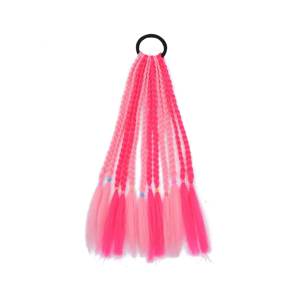 Braided Hair Extensions Kids Synthetic Ponytail Hairpiece with Silky Hand Braided Texture and Elastic Band