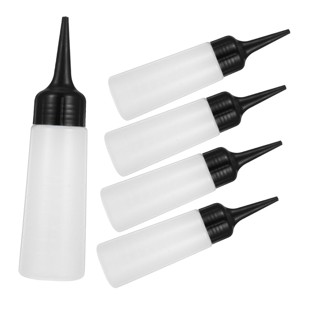 5Pcs Hair Dye Applicator Bottles with Measurements, Refillable Squeeze Plastic Containers for Hair Color, Shampoo, and Oil