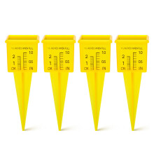 4pcs Outdoor Rain Gauge with Stake for Yard, Easy Read Plastic Water Gauge for Lawn Weather Tracking