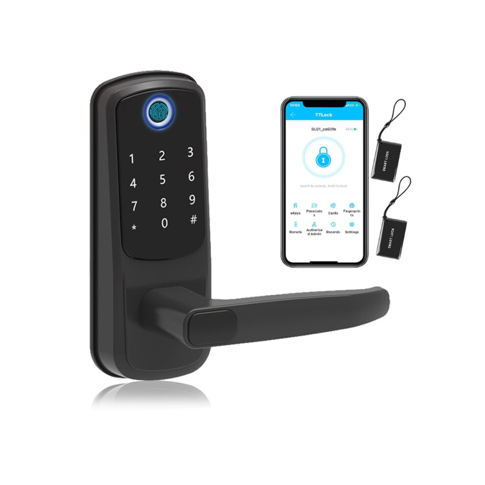 Smart Door Lock With Handle, Fingerprint Keyless Entry, Keypad, Alexa, Auto Lock For Home And Apartment 9455672615877