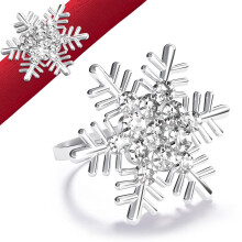 Christmas Snowflake Napkin Rings Set of 6, Silver Rhinestone Holders for Holiday Table Decor