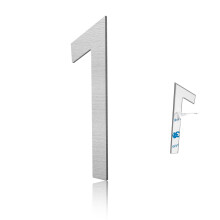 3 Inch Brushed Silver Stainless Steel House Numbers, Self Adhesive Modern Door or Mailbox Number