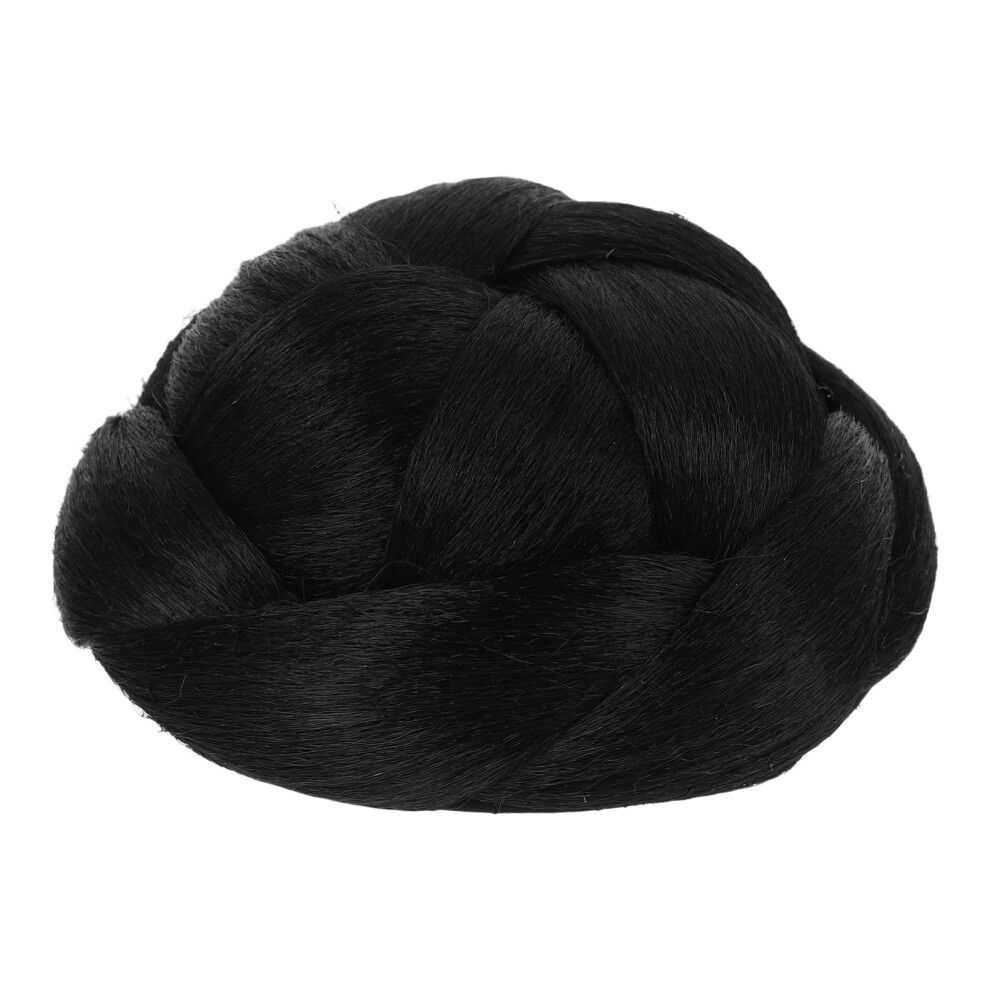Unisex Black Braided Hair Bun Extension Synthetic Chignon With Claw Clip For Instant Updo And Weddings