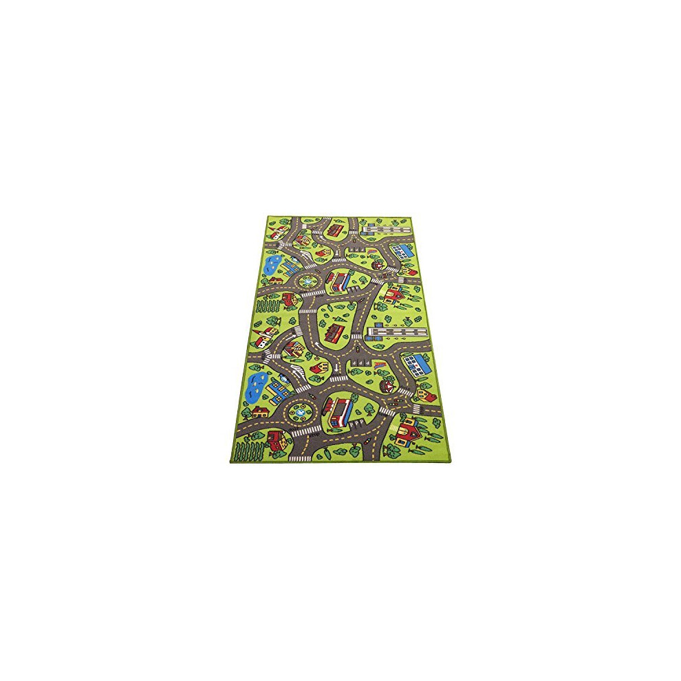 Kids Play Rug with Educational City Map Design, SkidProof, 43x26in Road Traffic Mat for Bedroom