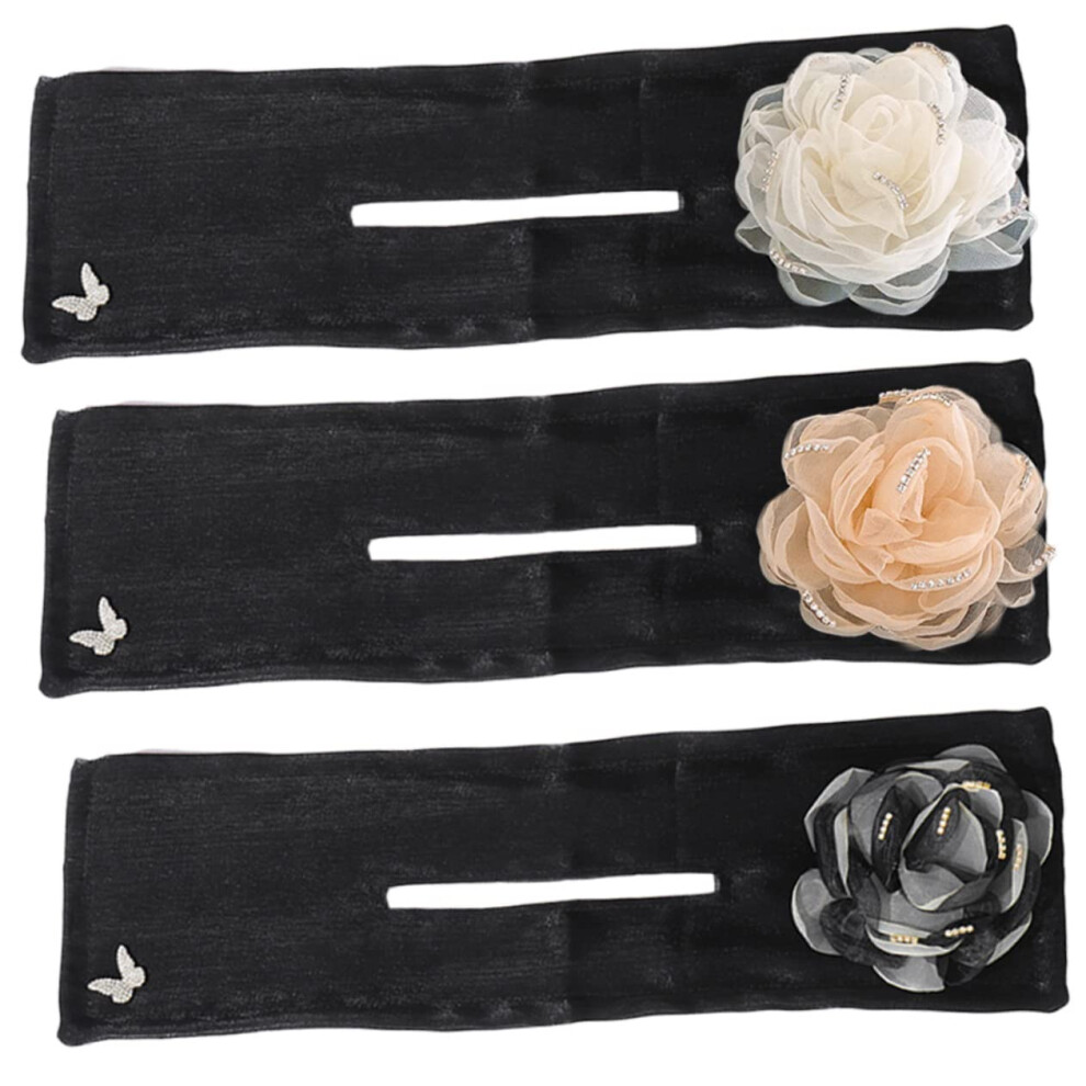 Unisex 3Pcs Floral Silk Hair Bun Maker Set Adjustable Hair Donut Shaper For Women Longlasting Hold