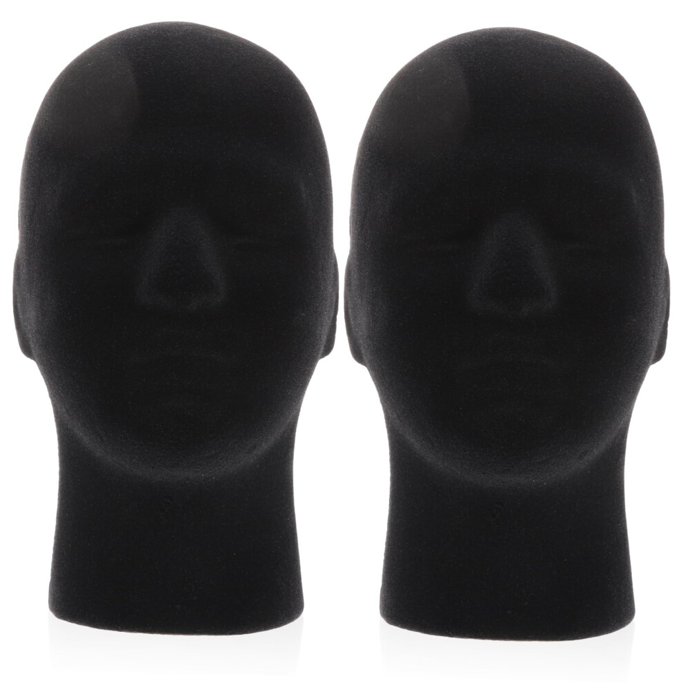 Unisex Black Male Foam Mannequin Head 2Pack For Wigs And Hats Display With Stable Styling Support