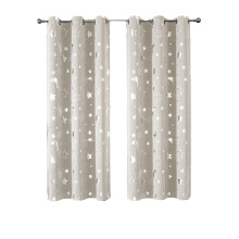 Blackout Curtains 51"x53", Stars and Moon Design, Thermal Insulated with Grommets, Reduce Noise & Regulate Temp, Compatible with Kids' Rooms