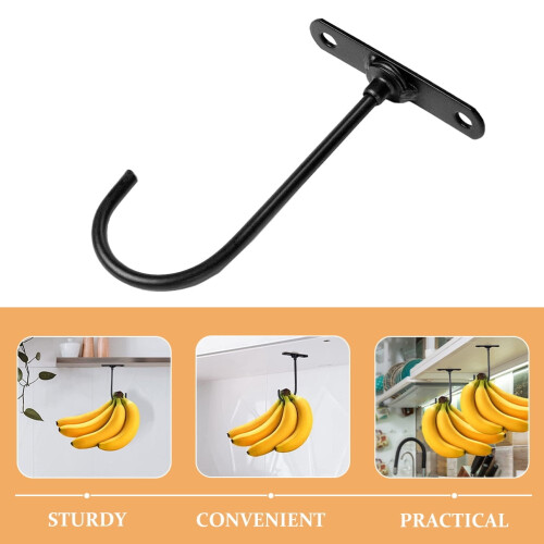 Banana Hanger for Kitchen under Cabinet Stand Hook Black Holder Fruit Ceiling Type Iron 1