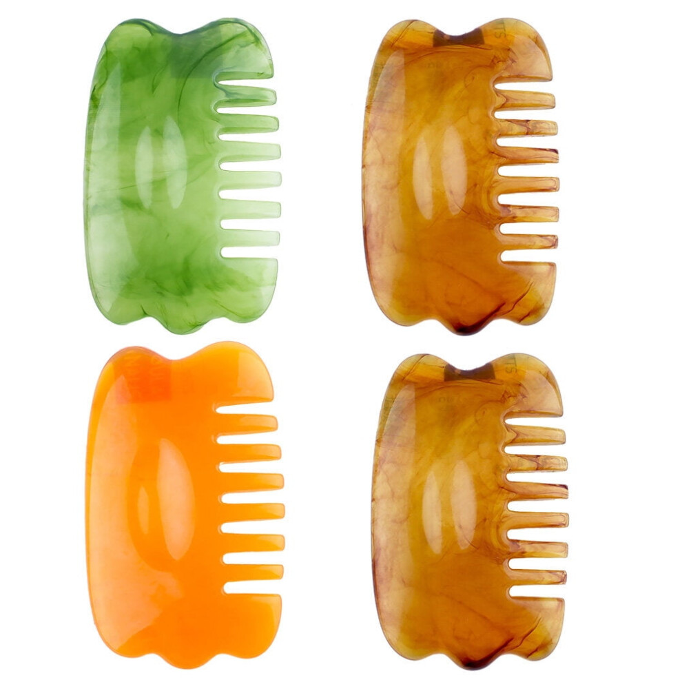 Mizh 4pcs Head Massage Comb Scalp Care Comb Resin Massage Tools Scraping Plate