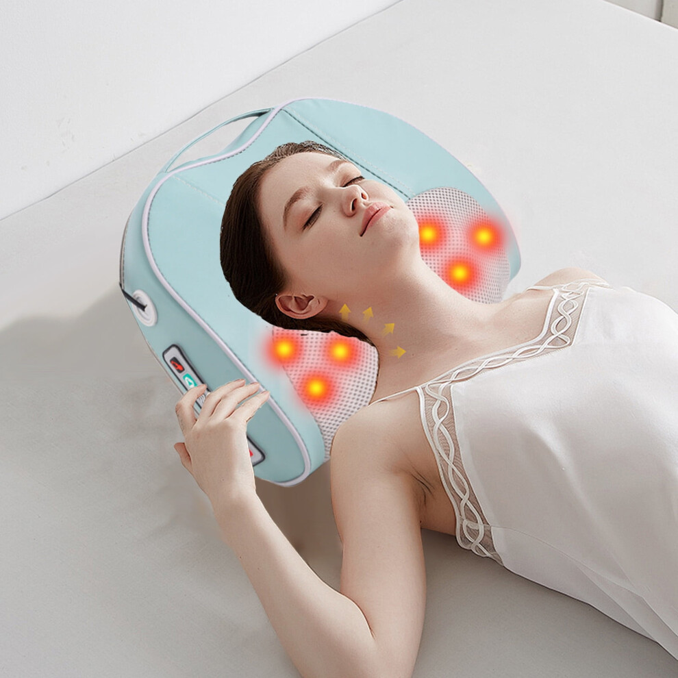 Portable Massage Pillow, Hot Compress & Kneading for Neck, Shoulder, Waist - Multifunctional, Car/Home Use, Gifts for Women/Men