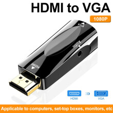 SUSUchens compatible with-compatible Male to VGA Female High Clarity 1080P Video Audio Adapter Converter for PC Projector White