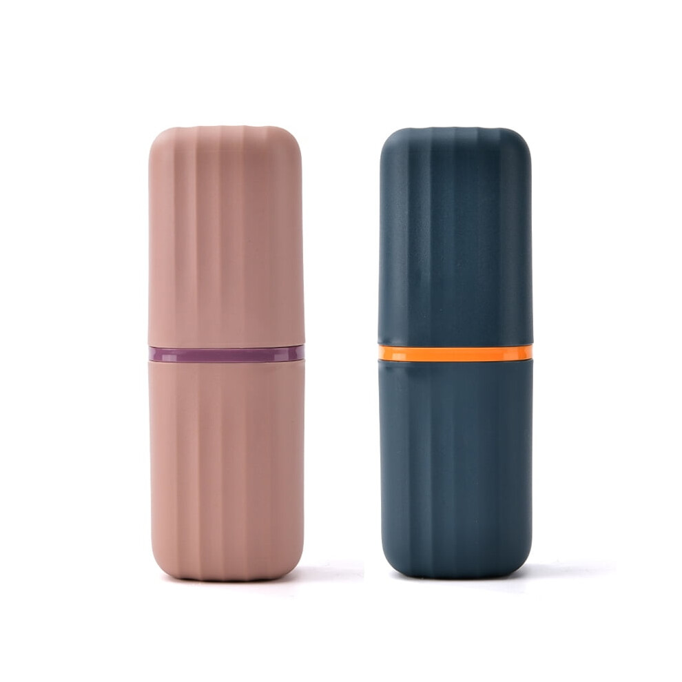 2 Pack Travel Toothbrush Case with Cover, Portable Holders for Toothbrush & Toothpaste Cup Set Organizer