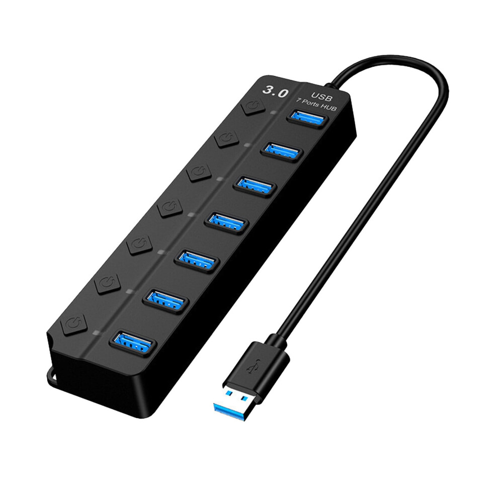 7 Port Usb 3.0 Hub With Independent On/Off Switches & Led Indicators, Compatible With Laptop, Pc, Mobile, Flash Drive 9180479503323