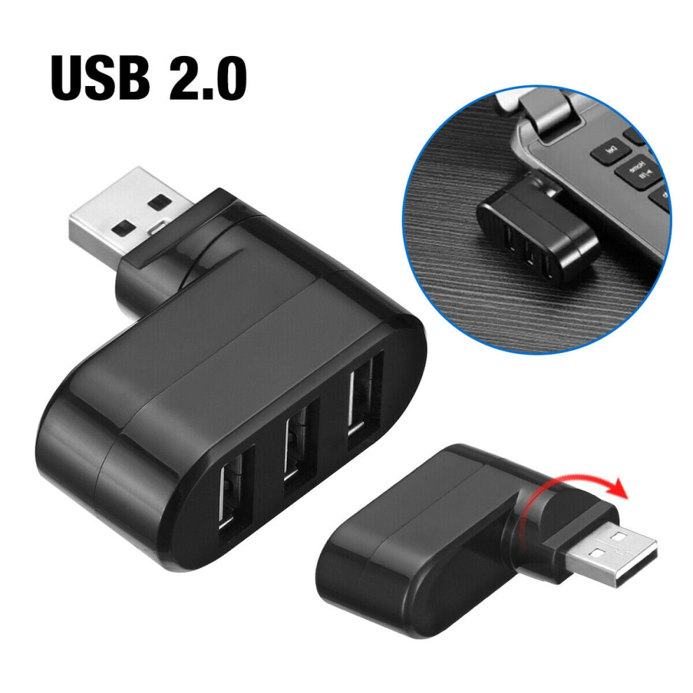 High-Speed 3 Port Usb 2.0 Multi Hub Splitter Expansion Desktop Pc Laptop Adapter Black 9180479503316