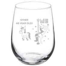 Wine Glass Goblet 40 Year Old Superstar Unicorn Funny 40th Birthday (17 oz Stemless)