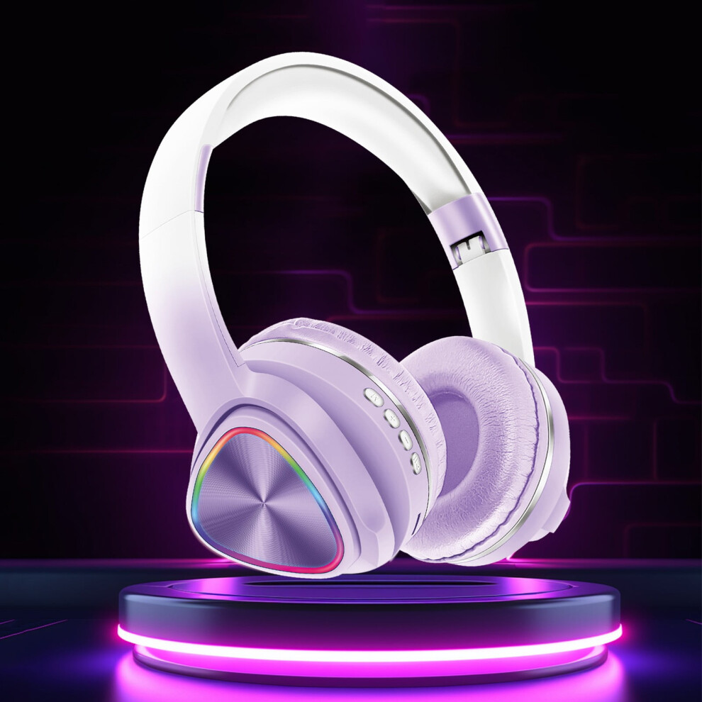 Txmfgh Headphones Wireless Bluetooth Headset Subwoofer Bluetooth Mobile Computer Game Music Sports Game Headphones With Led Lights Purple 9180479503750