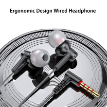 SUSUchens Wired Headset Stereo HiFi Sound 9D Surround 3.5mm In-Ear Wired Headphone Computer Accessories Grey