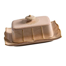 Ceramic Butter Dish with Lid Khaki Elegant Cheese Server for Parties and Stylish Dessert Display