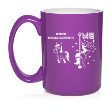 Social Worker Superstar Unicorn Funny Ceramic Coffee Mug Tea Cup Gift for Her, Him, Friend, Coworker, Wife, Husband (15oz Purple)