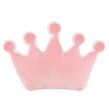 Pink Crown Shaped Decorative Throw Pillow for Kids Room, Soft Cotton Cushion for Girls Bedroom