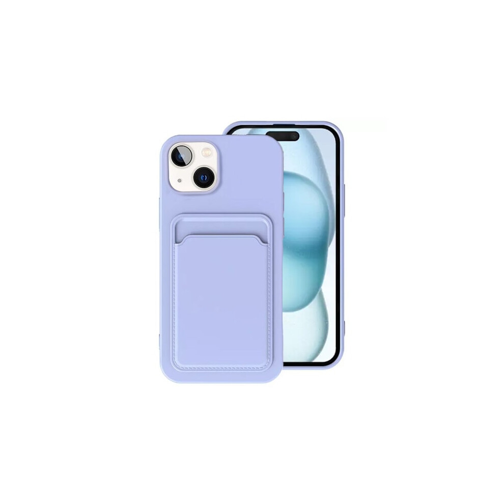 Compatible With Iphone 15 Silicone Mobile Case With Card Holder - Purple 9557311698293