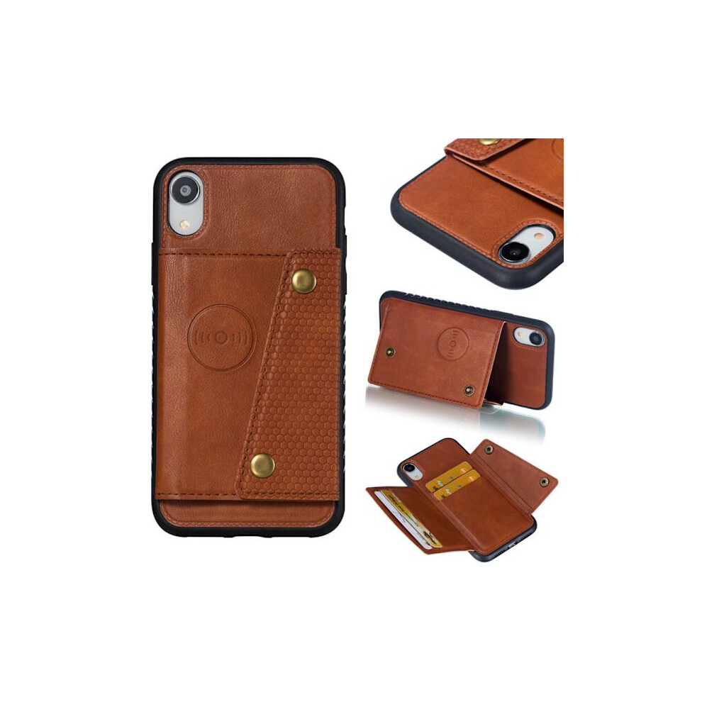 Compatible With Iphone Xr - Professional Retro Protective Case With Card Slot Light Light Brown 9557311698507