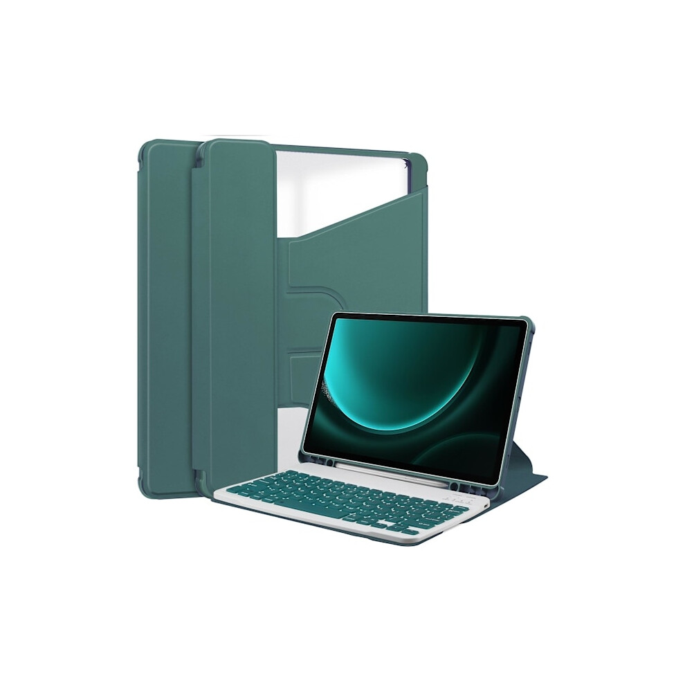 Case Compatible With Samsung Galaxy Tab S9 Fe Plus, Bluetooth Keyboard, Rotating Kickstand, Tablet Stand, Blackish Green 9557311698408