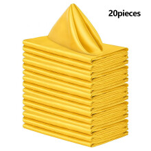 DEFNES 20 Pack Yellow Square Cloth Napkins, 20x20 in, High-Density Silk Faux Satin for Wedding, Dinner, Banquet, Hotel, Party Decor