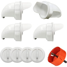 5 Pcs No Waste Chicken Feeder, Compatible with Buckets, Barrels, Bins, Troughs, 4 Ports Gravity Feed, Rain Proof