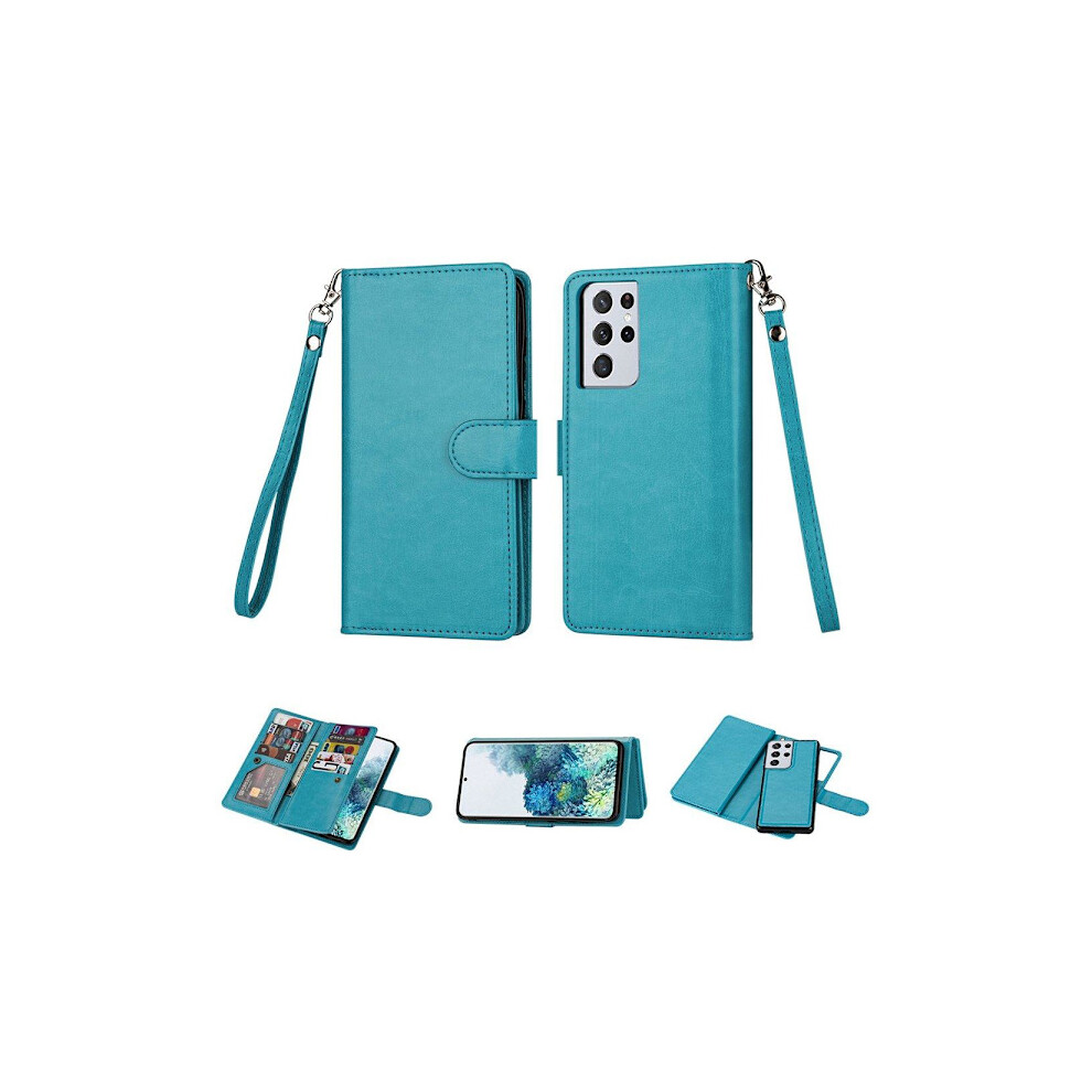 Galaxy S21 Ultra - Stylish And Elegant 9-Card Wallet Case Turquoise Green 9558633714227