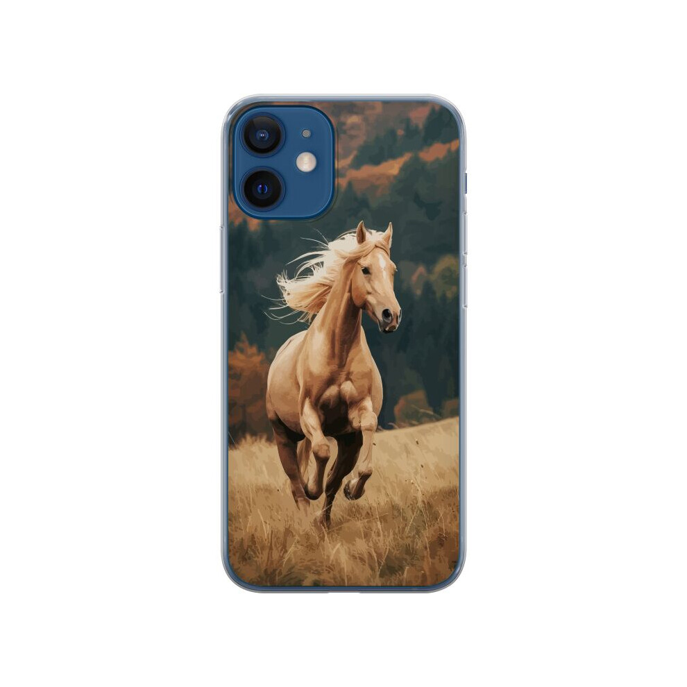 Iphone 12 Transparent Case With Running Horse Design 900223056849