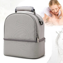 Fashion Breastmilk Cooler Bag Double Layer Pack Solid Color Large Capacity Travel Picnic Portable Food Handbag,Gray
