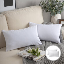 Phantoscope Soft Silky Velvet Series Square Decorative Throw Pillow Cusion for Couch, 12" x 20", True White, 2 Pack