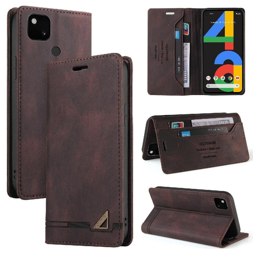 Case For Google Pixel 5 Premium Leather Premium Leather Two Card Slots Kickstand 9193271562092