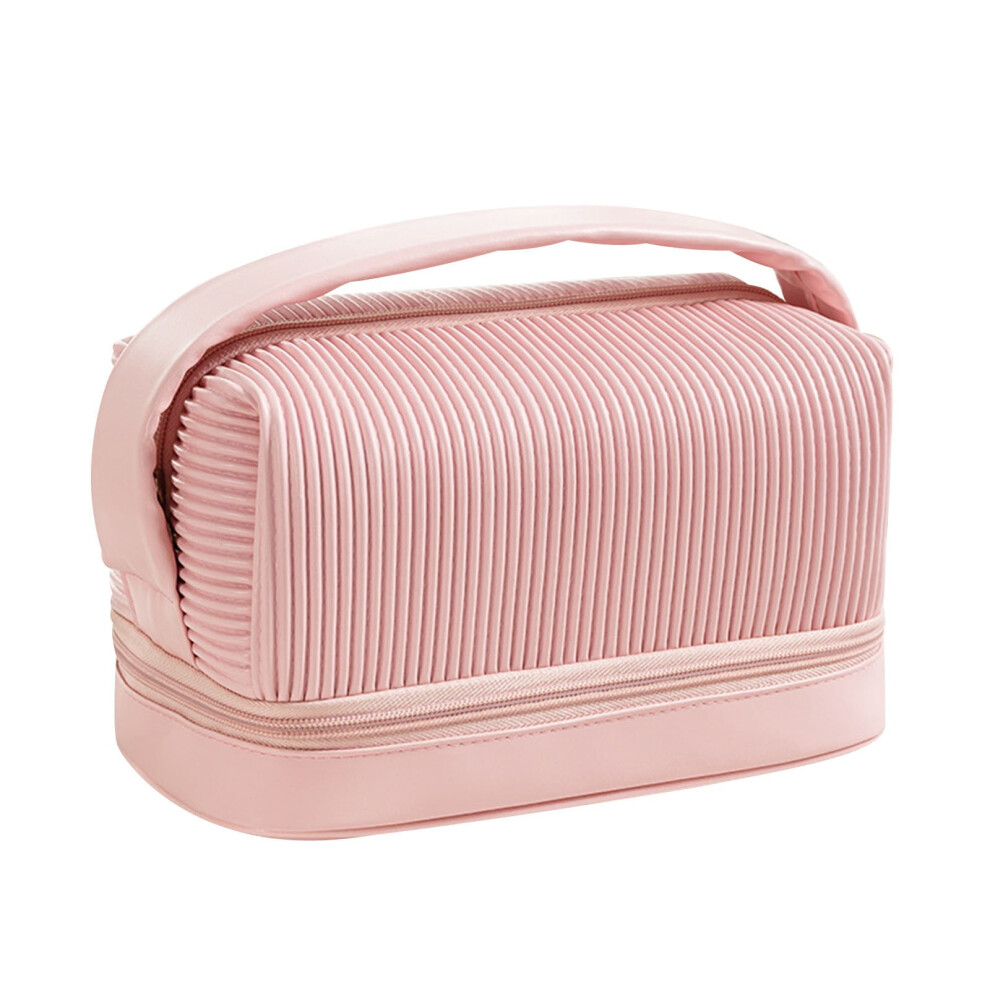 Yonrjhukm Makeup Bag Pleated Wash Bag Travel Portable Half Round Storage Bag